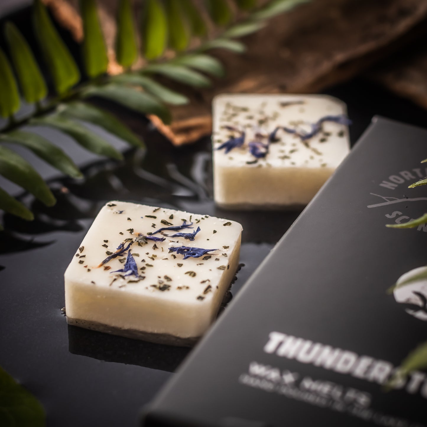 Petrichor scented wax melts. Experience the invigorating scent of petrichor, electrifying ozone, and the atmospheric ambiance of thunderstorms. Transform your space into a mesmerizing stormy haven with these evocative wax melts.